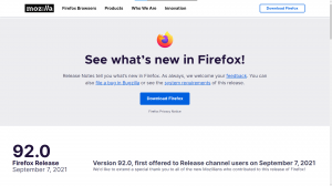 Состоялся релиз Firefox 92