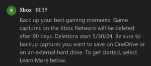 Xbox начнёт удалять игровые снимки с 30 мая 2024 года