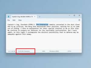 Блокнот в Windows 11 получил счётчик символов