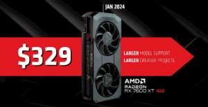 AMD представила бюджетную видеокарту Radeon RX 7600 XT с 16 ГБ видеопамяти по цене $329