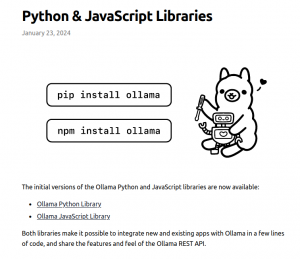 Библиотеки Ollama Python Library и Ollama JavaScript Library стали доступны на GitHub