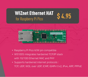 WIZnet представила новинку WIZnet Ethernet HAT для Raspberry Pi Pico